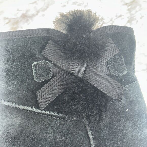 Koolaburra  by Ugg Black Victoria Mini Leather Bootie Boots Moccasin Size 7 - Picture 11 of 15